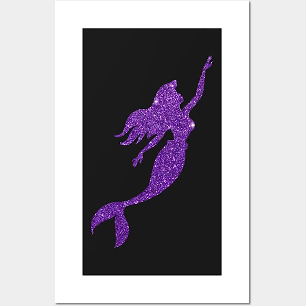 Purple Faux Glitter Mermaid Silhouette Wall Art by Felicity-K